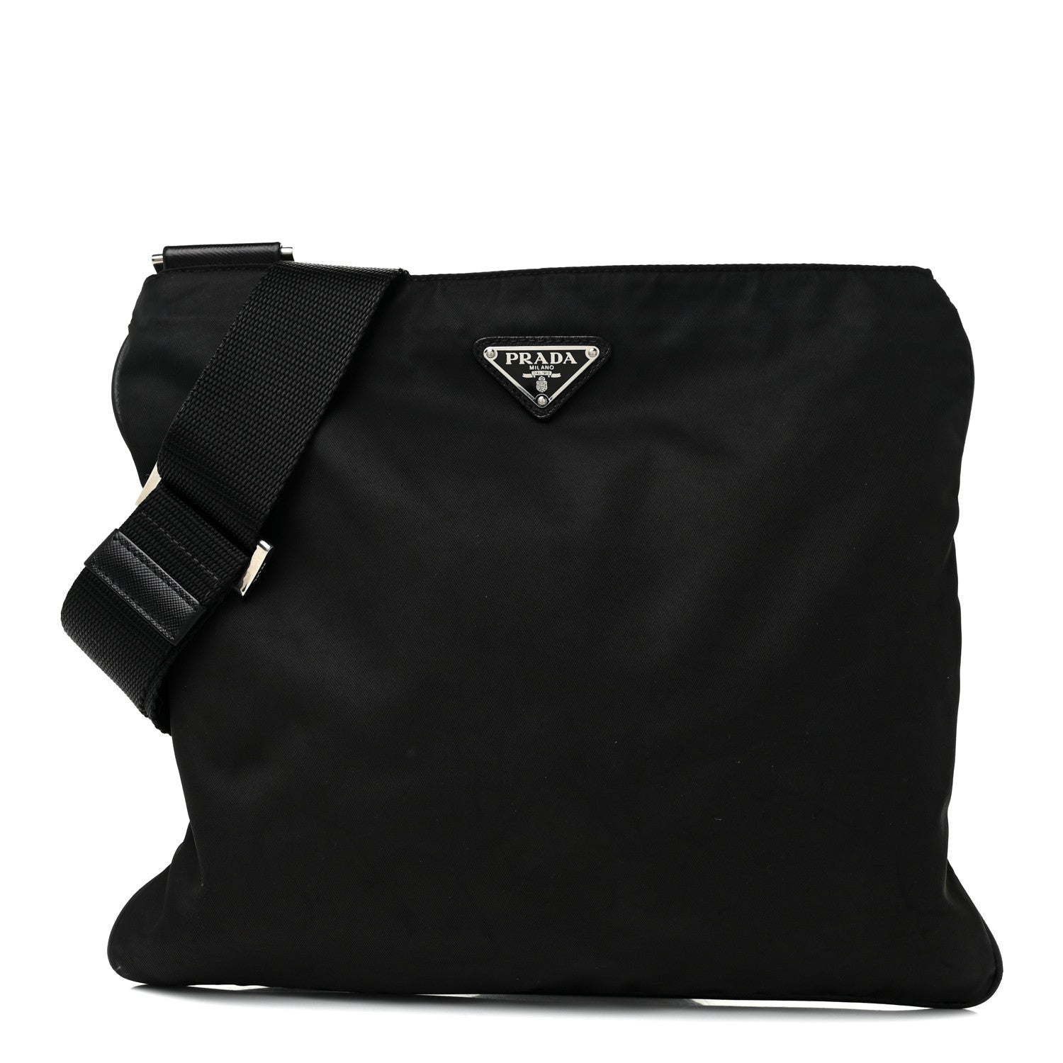 Prada Nylon Saffiano Flat Messenger Bag Black 1 of 12