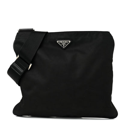 Prada Nylon Saffiano Flat Messenger Bag Black 1 of 12
