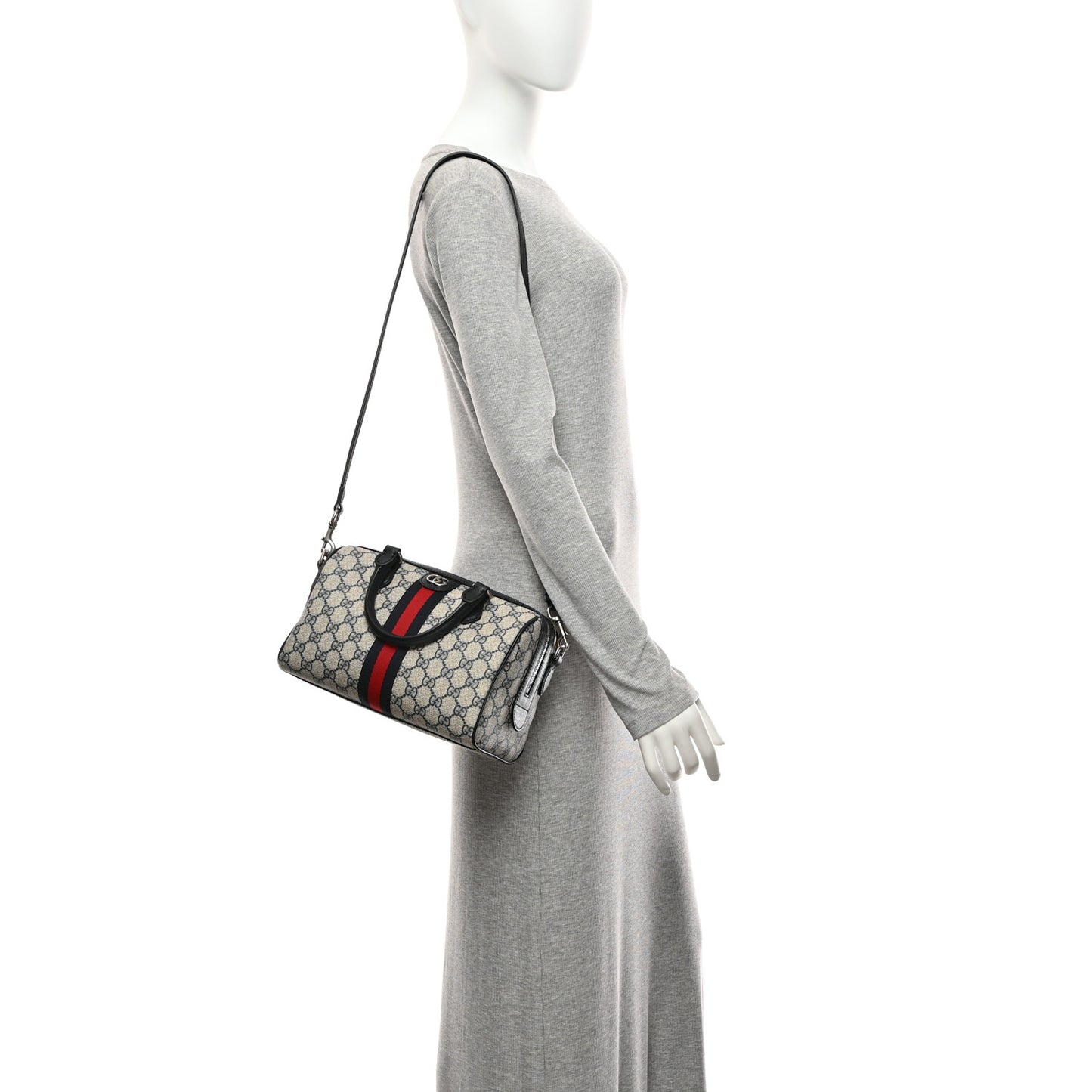 GG Supreme Monogram Web Small Ophidia Top Handle Bag Beige Blue