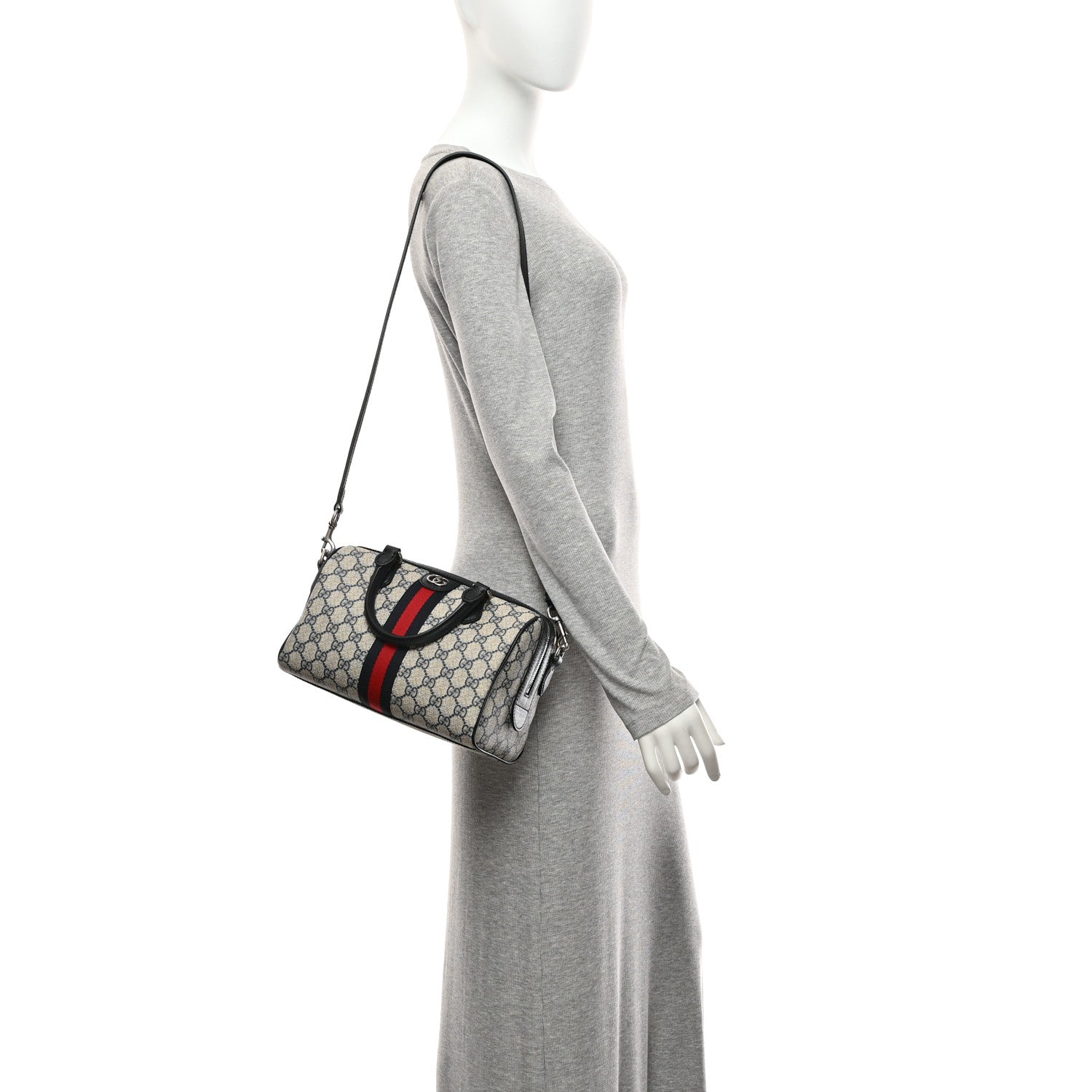 Gucci GG Supreme Monogram Web Small Ophidia Top Handle Bag Beige Blue 2 of 11