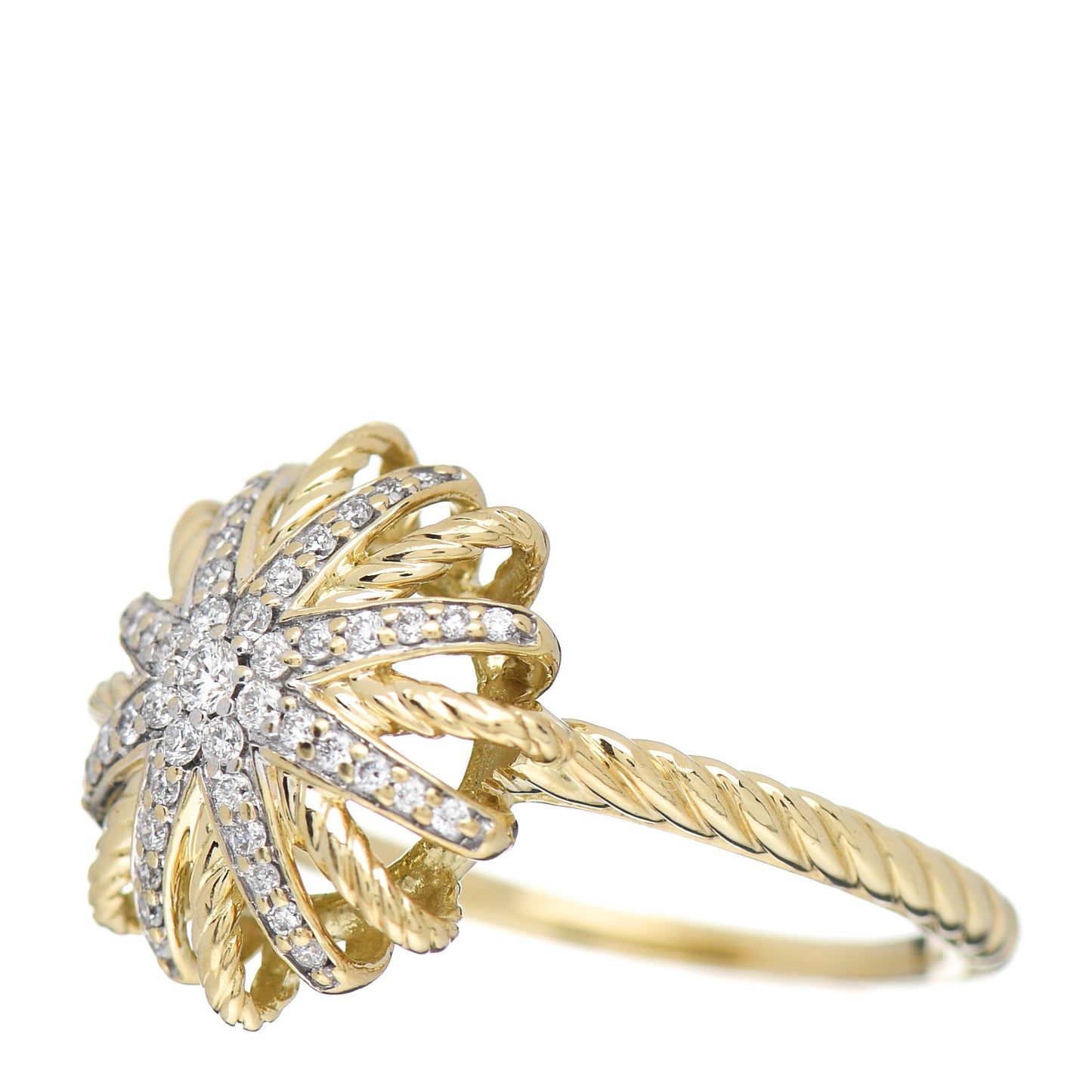 18K Yellow Gold Diamond 14mm Starburst Ring 49 4.75