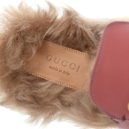 Gucci Calfskin Fur Womens Princetown Slippers 36.5 Lipstick Rose Natural 7 of 11