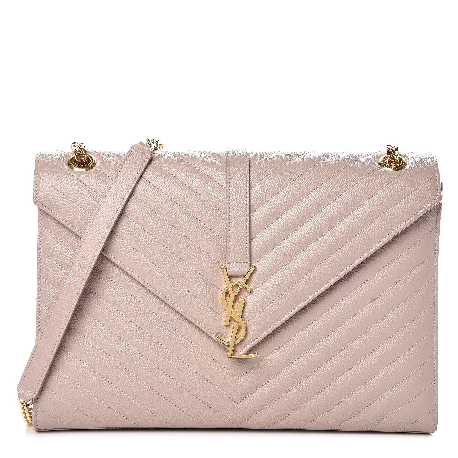 Saint Laurent Grain De Poudre Matelasse Chevron Large Monogram Satchel Rose Antic 1 of 13
