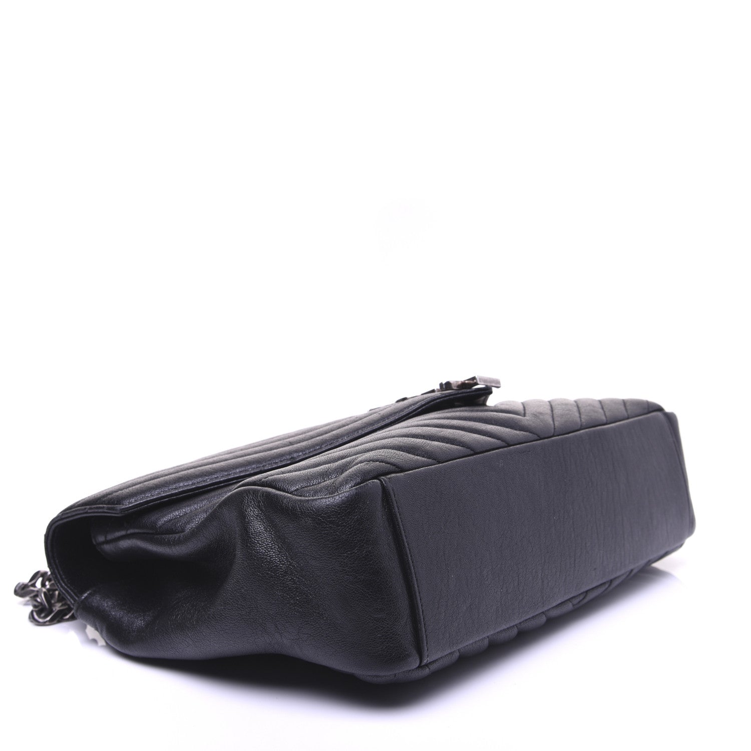 Saint Laurent Sheepskin Matelasse Chevron Monogram Large College Satchel Black 6 of 31