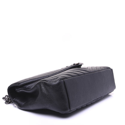 Saint Laurent Sheepskin Matelasse Chevron Monogram Large College Satchel Black 6 of 31