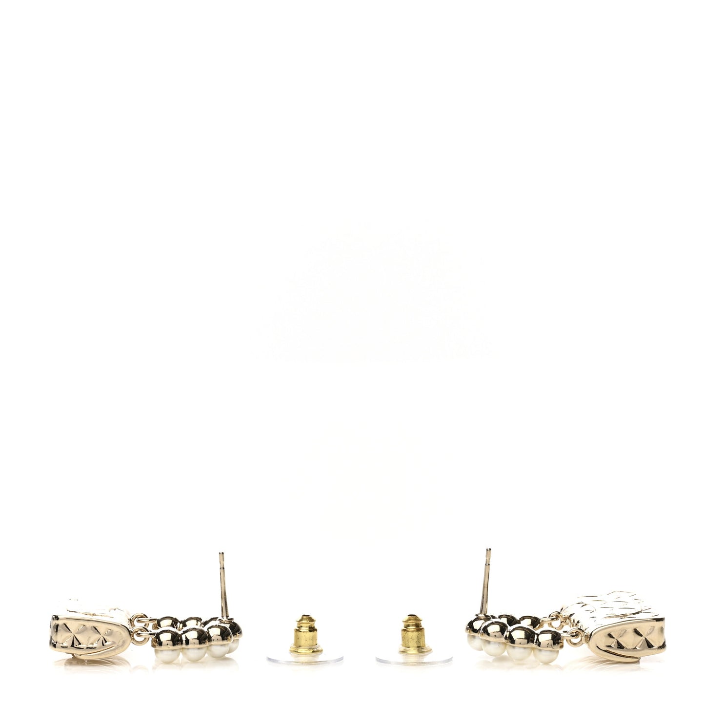 Pearl Quilted CC Flap Bag Earrings Gold