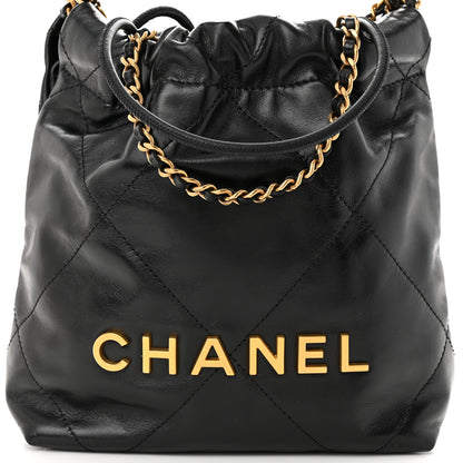Chanel Shiny Calfskin Quilted Mini Chanel 22 Black 8 of 11