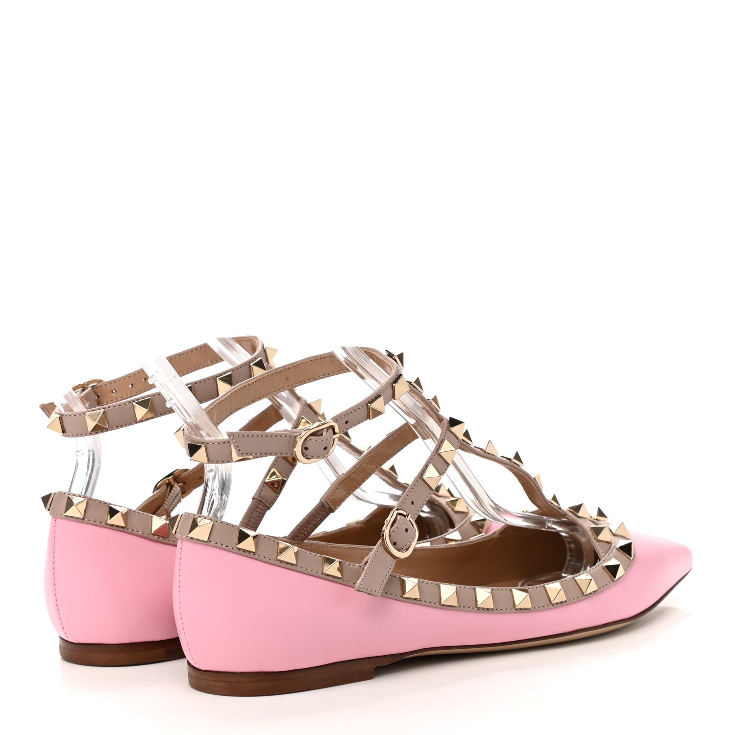 Valentino Garavani Calfskin Nappa Rockstud Cage Ballerina Flats 37 Absolute Poudre 4 of 8