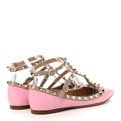Valentino Garavani Calfskin Nappa Rockstud Cage Ballerina Flats 37 Absolute Poudre 4 of 8