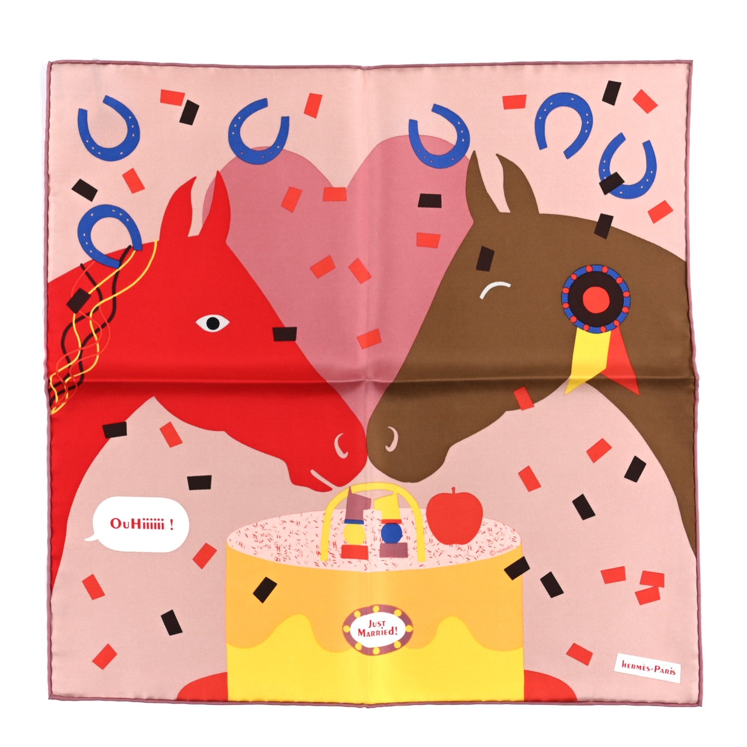 Hermes Silk Gavroche Just Married Scarf 45 Rose Pale Vieux Rose Jaune 1 of 3