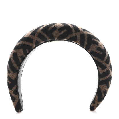 Fendi Wool Cashmere FF Logo Headband Tobacco 1 of 5