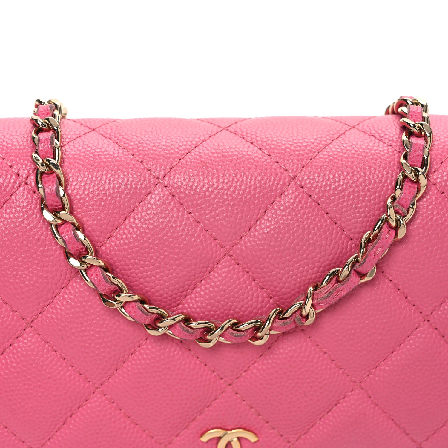 Chanel Caviar Quilted Wallet on Chain WOC Pink 9 of 13