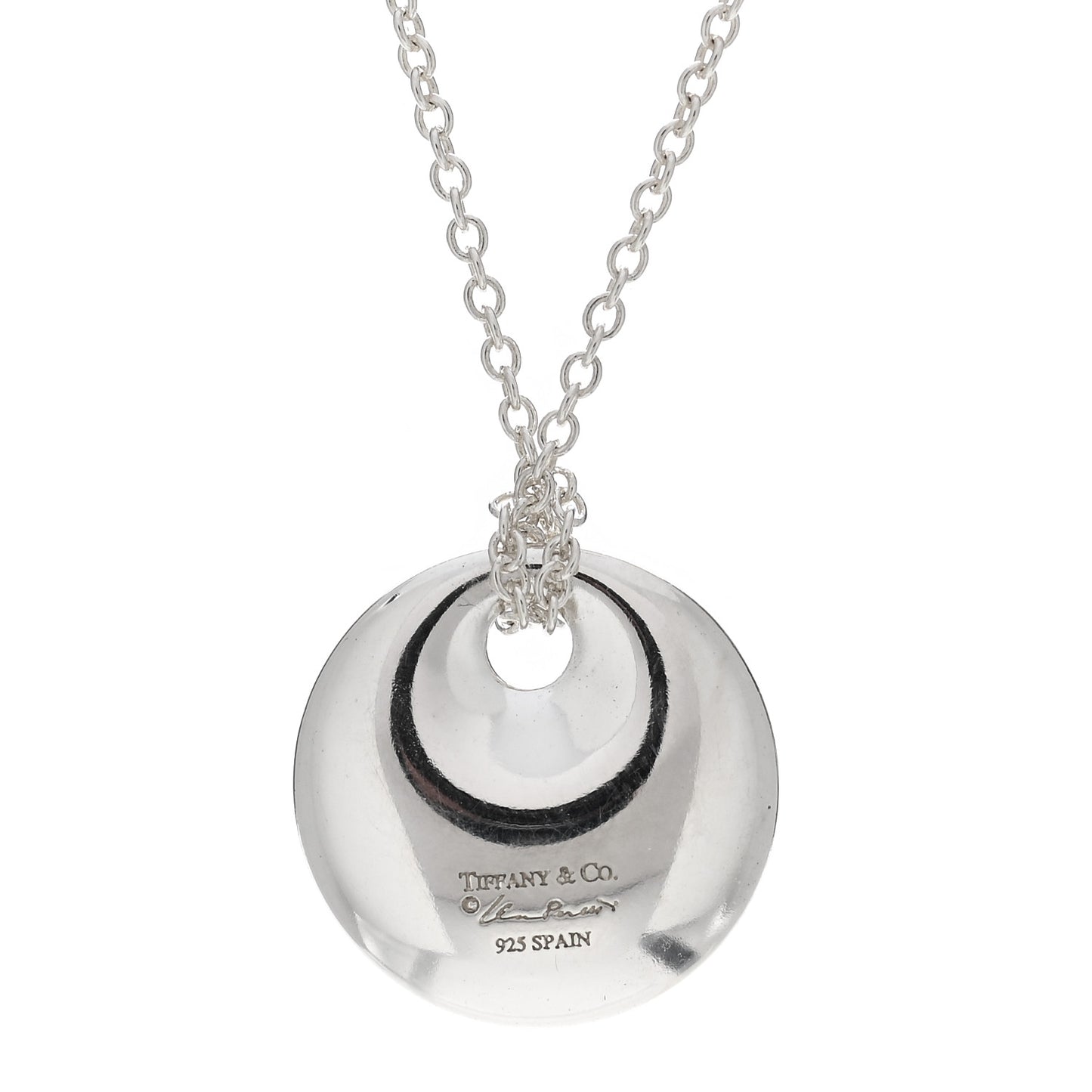 Sterling Silver Elsa Peretti Round Disc Pendant Necklace