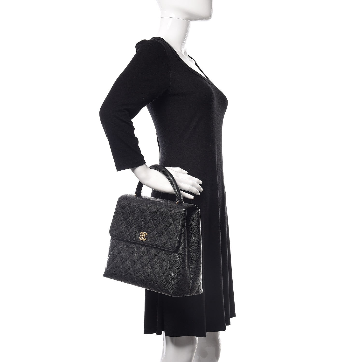 Chanel Caviar Quilted Jumbo Kelly Flap Black 2 of 11