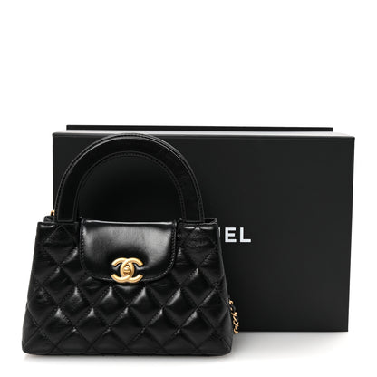 Chanel Shiny Aged Calfskin Quilted Nano Kelly Shopper Black 10 of 10