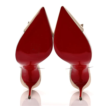 Christian Louboutin Satin PVC Specchio Naked Bow 100 Pumps 39.5 Version Nude 5 of 7