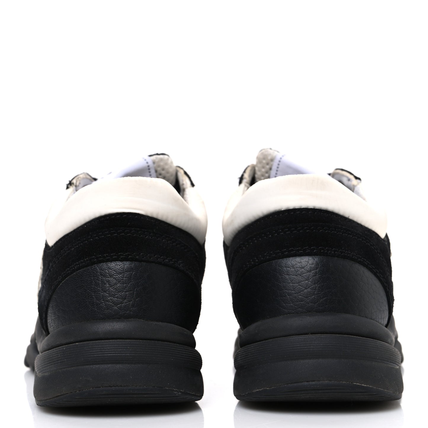 Mesh Suede Grained Calfskin Womens CC Sneakers 37.5 Black White