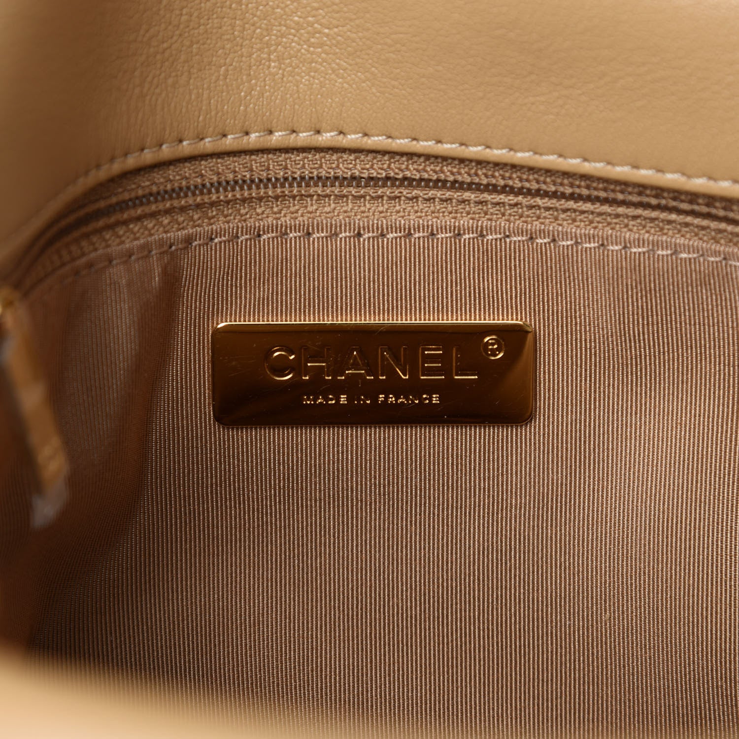 Chanel Lambskin Quilted Medium 19 Flap Dark Beige 9 of 12