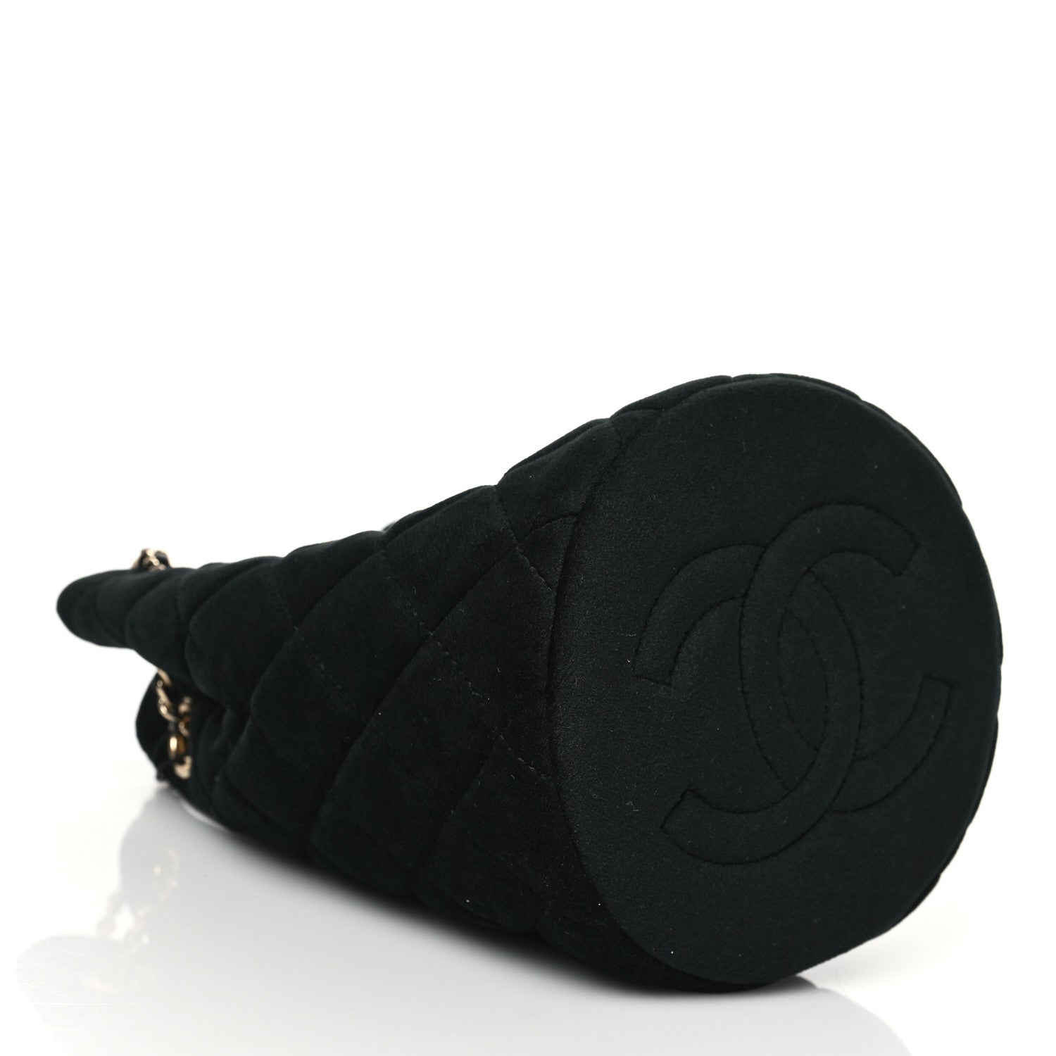 Chanel Velvet Quilted Pearl Crush Drawstring Bag Black 5 of 11
