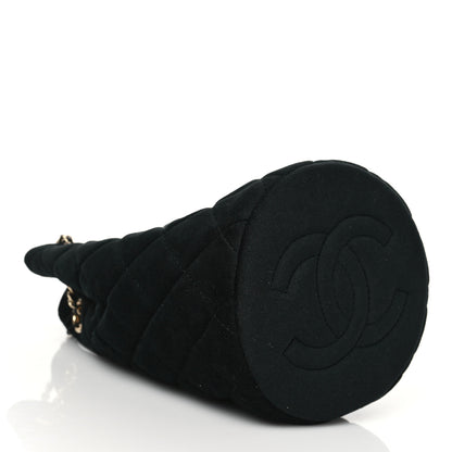 Chanel Velvet Quilted Pearl Crush Drawstring Bag Black 5 of 11