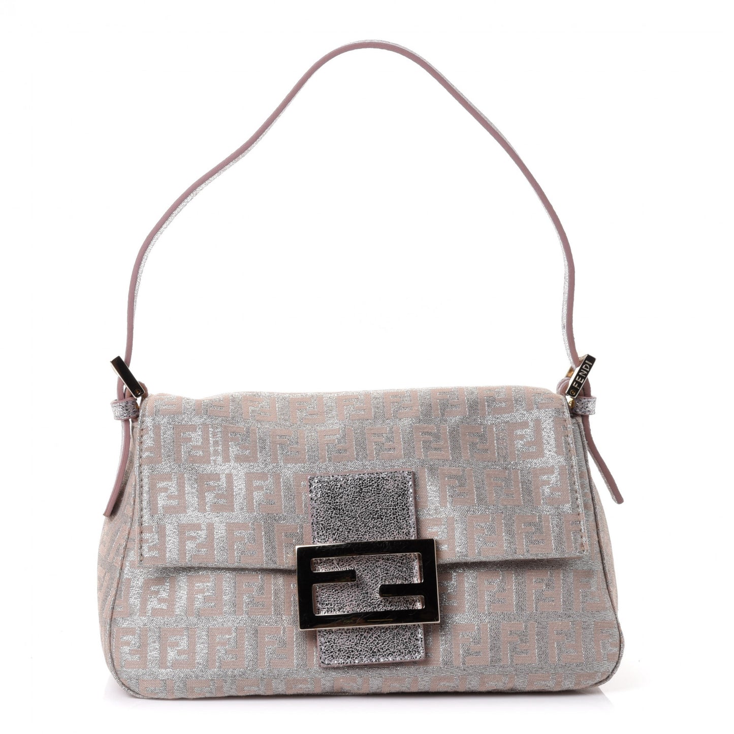 Metallic Jacquard Zucchino Suede Mini Mama Baguette Cipria Argento Grigio