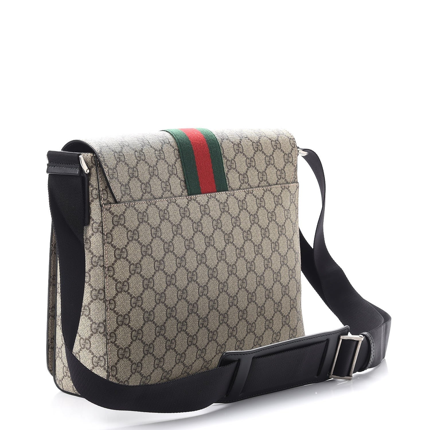 Gucci GG Supreme Monogram Web Flap Messenger Bag Black 3 of 7