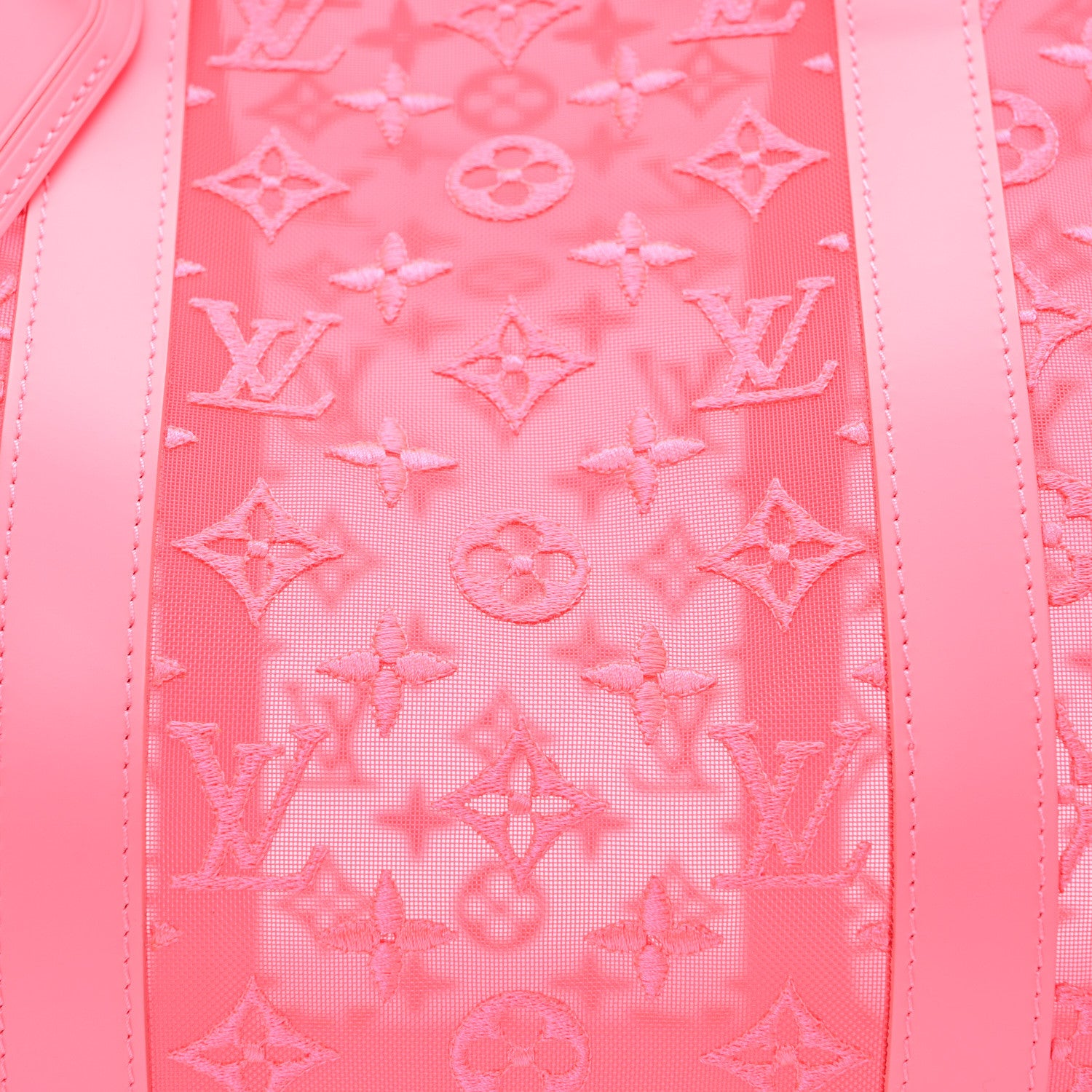 Louis Vuitton Monogram Fluo See Through Keepall Bandouliere 50 Rose 6 of 8
