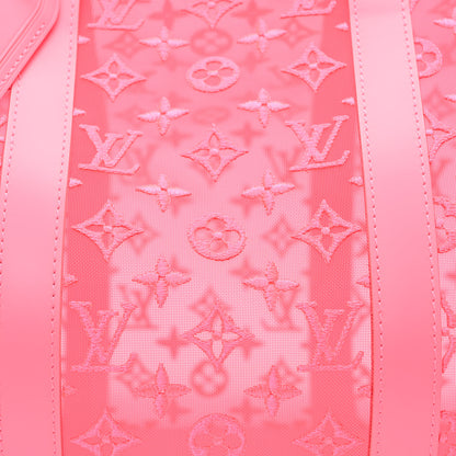 Louis Vuitton Monogram Fluo See Through Keepall Bandouliere 50 Rose 6 of 8