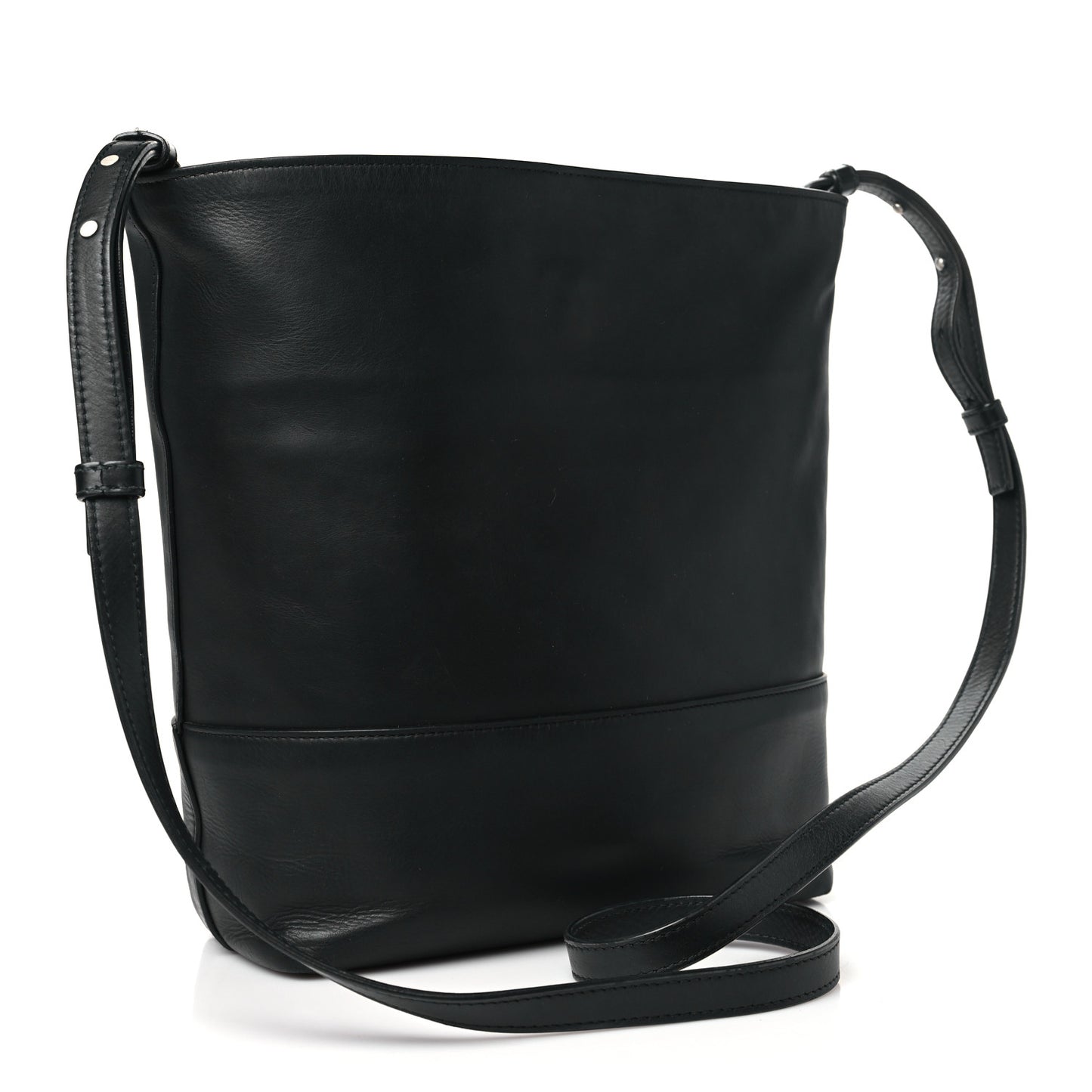 Smooth Matte Calfskin Bucket Bag Black