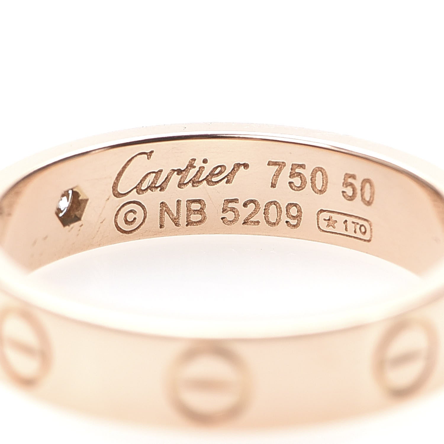 Cartier 18K Pink Gold Diamond 4mm LOVE Wedding Band Ring 50 5.25 4 of 5