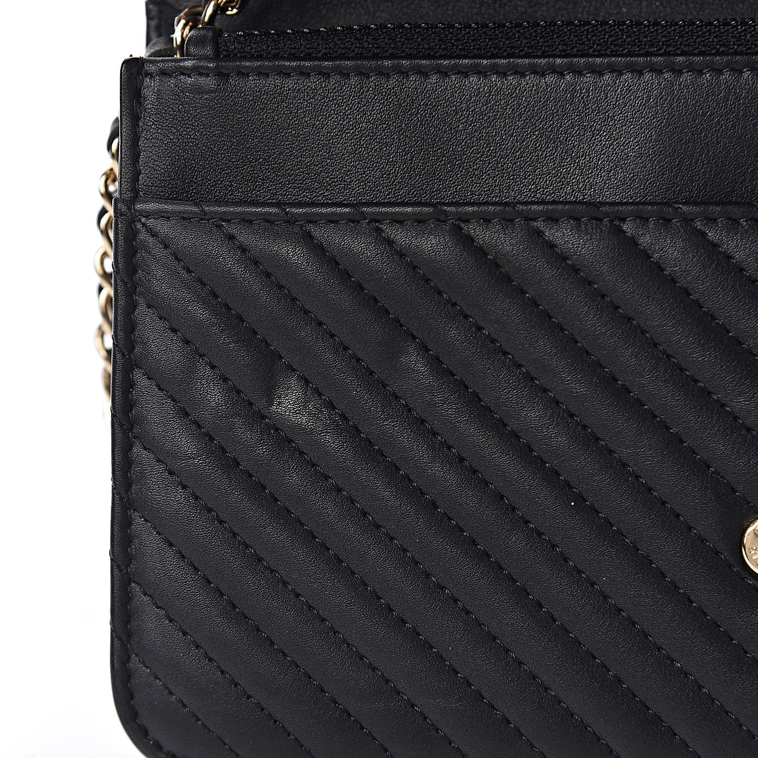Chanel Calfskin Chevron Boy Wallet On Chain WOC Black 7 of 13