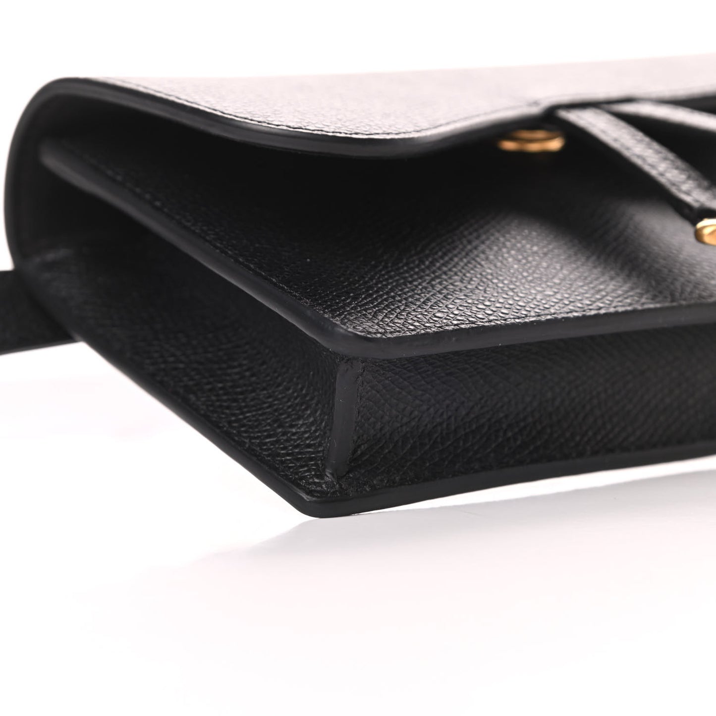 Grained Calfskin Saddle Belt Bag Black