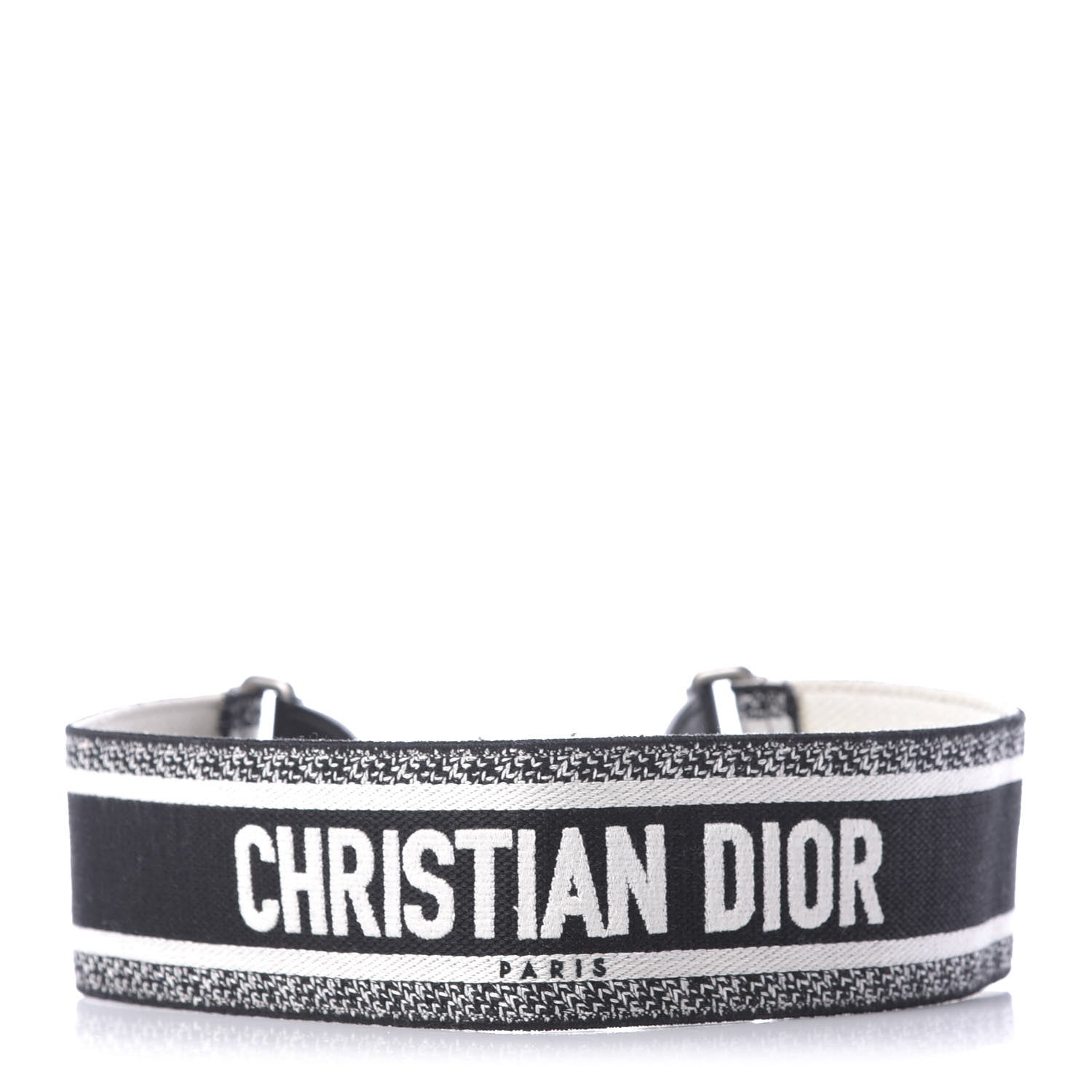 Christian Dior Canvas Embroidered Shoulder Strap Black White 1 of 4