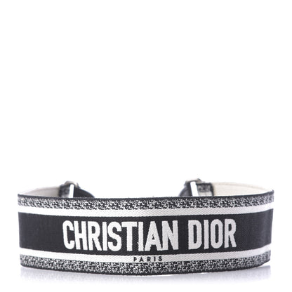 Christian Dior Canvas Embroidered Shoulder Strap Black White 1 of 4