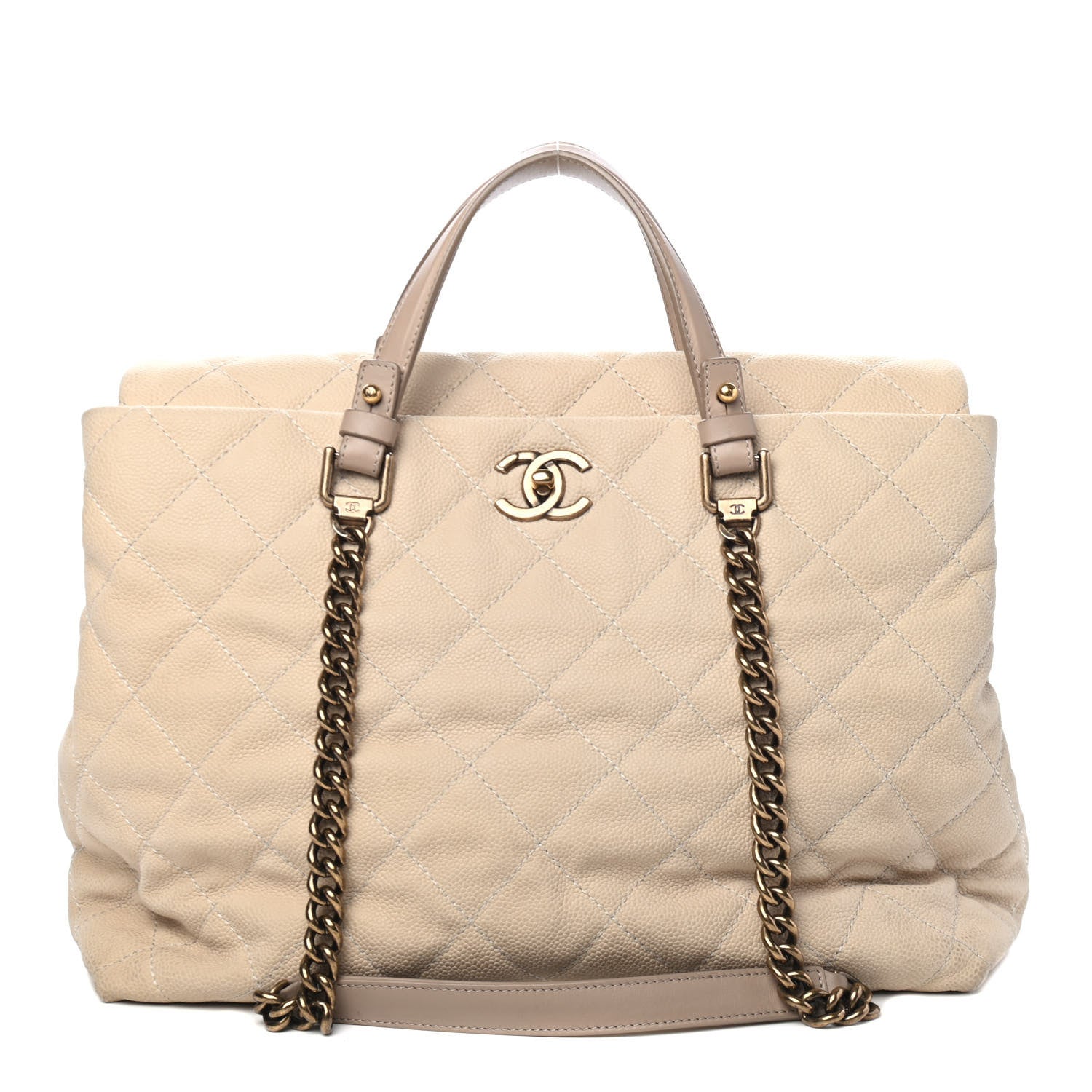 Chanel Iridescent Caviar Chic Quilt Tote Beige 1 of 4