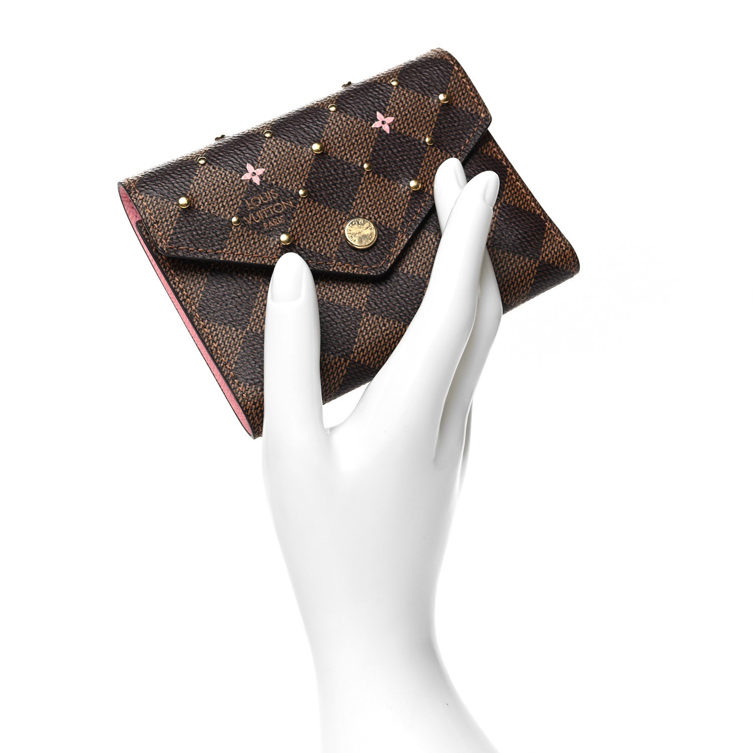 Louis Vuitton Damier Ebene Studded Victorine Wallet 2 of 8