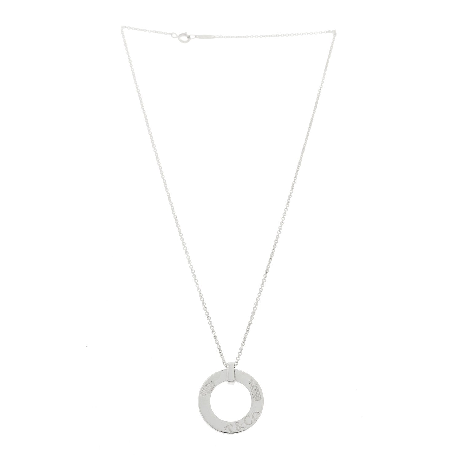 Tiffany Sterling Silver 1837 Open Circle Pendant Necklace 3 of 5