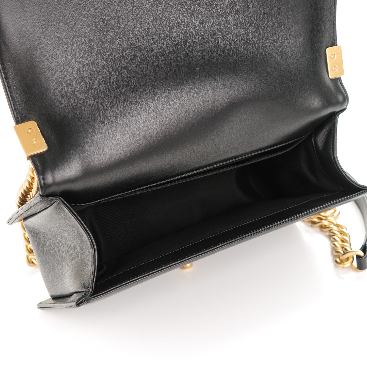 Lambskin Quilted Medium Boy Flap Black