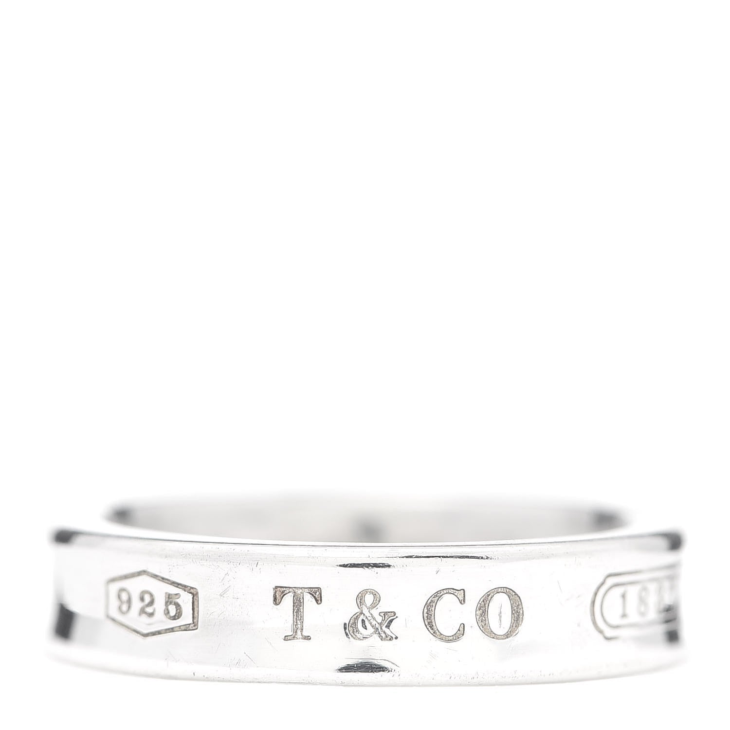 Tiffany Sterling Silver Narrow 1837 Band Ring 46 3.75 1 of 6