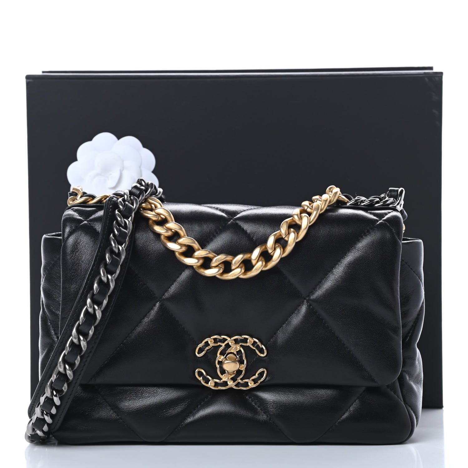 Chanel Goatskin Quilted Medium Chanel 19 Flap Black 11 of 11