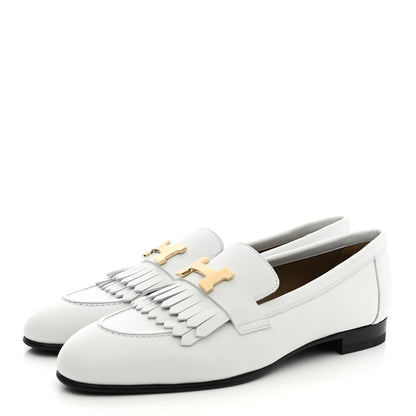 Hermes Calfskin Womens Royal Loafers 38 White 3 of 9