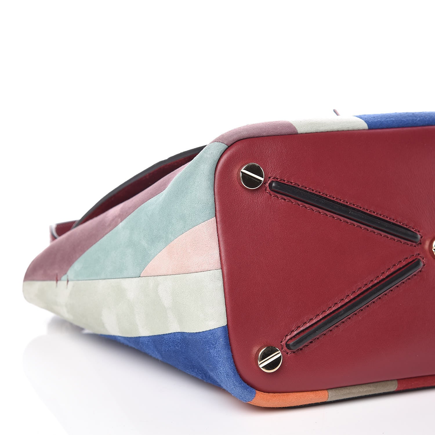 Valentino Garavani Suede Chevron Small Rockstud Demilune Double Handle Satchel Multicolor 5 of 8