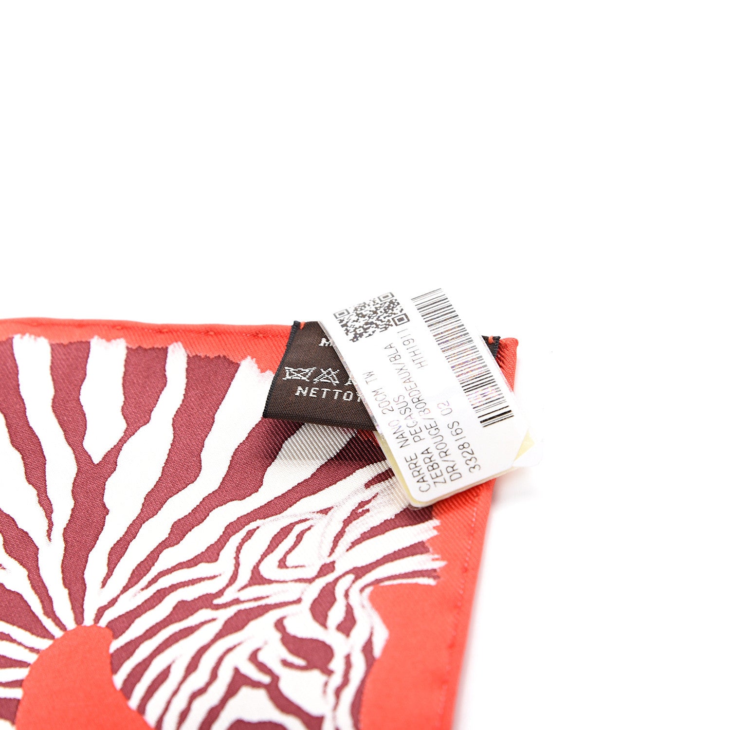 Hermes Silk Carre Zebra Pegasus Nano Scarf 20 Rouge Bordeaux Black 4 of 4