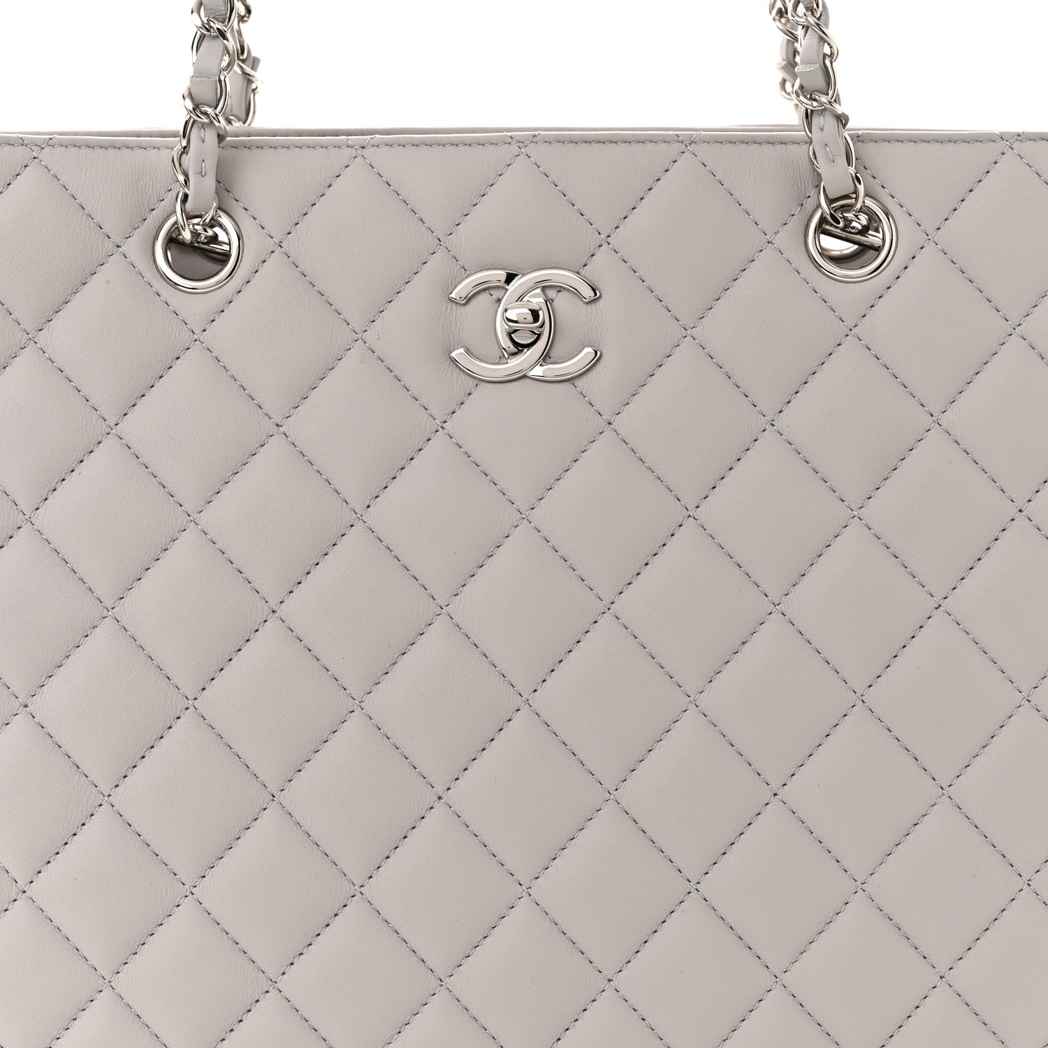 Chanel Calfskin Quilted Large Classic Shopping Tote Grey 8 of 11