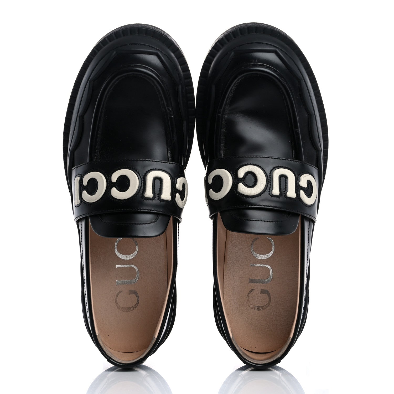 Gucci Cordovan Lux Womens Logo Patch Loafers 40.5 Black 2 of 14