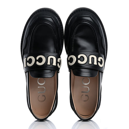 Gucci Cordovan Lux Womens Logo Patch Loafers 40.5 Black 2 of 14