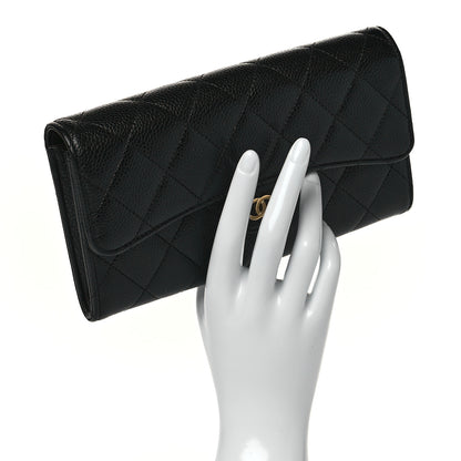 Chanel Caviar Quilted Large Gusset Flap Wallet Black 2 of 12