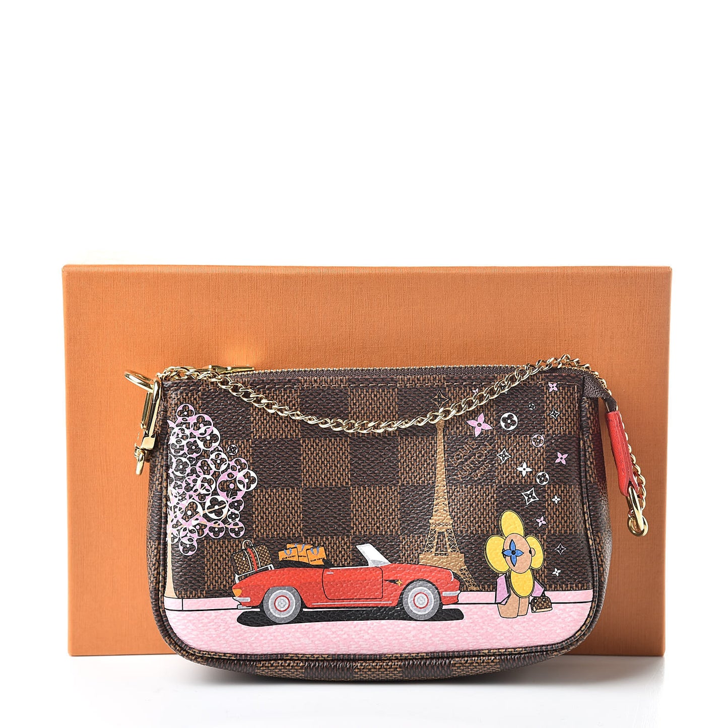 Damier Ebene 2019 Christmas Animation Mini Pochette Accessories Red