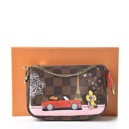 Louis Vuitton Damier Ebene 2019 Christmas Animation Mini Pochette Accessories Red 8 of 8