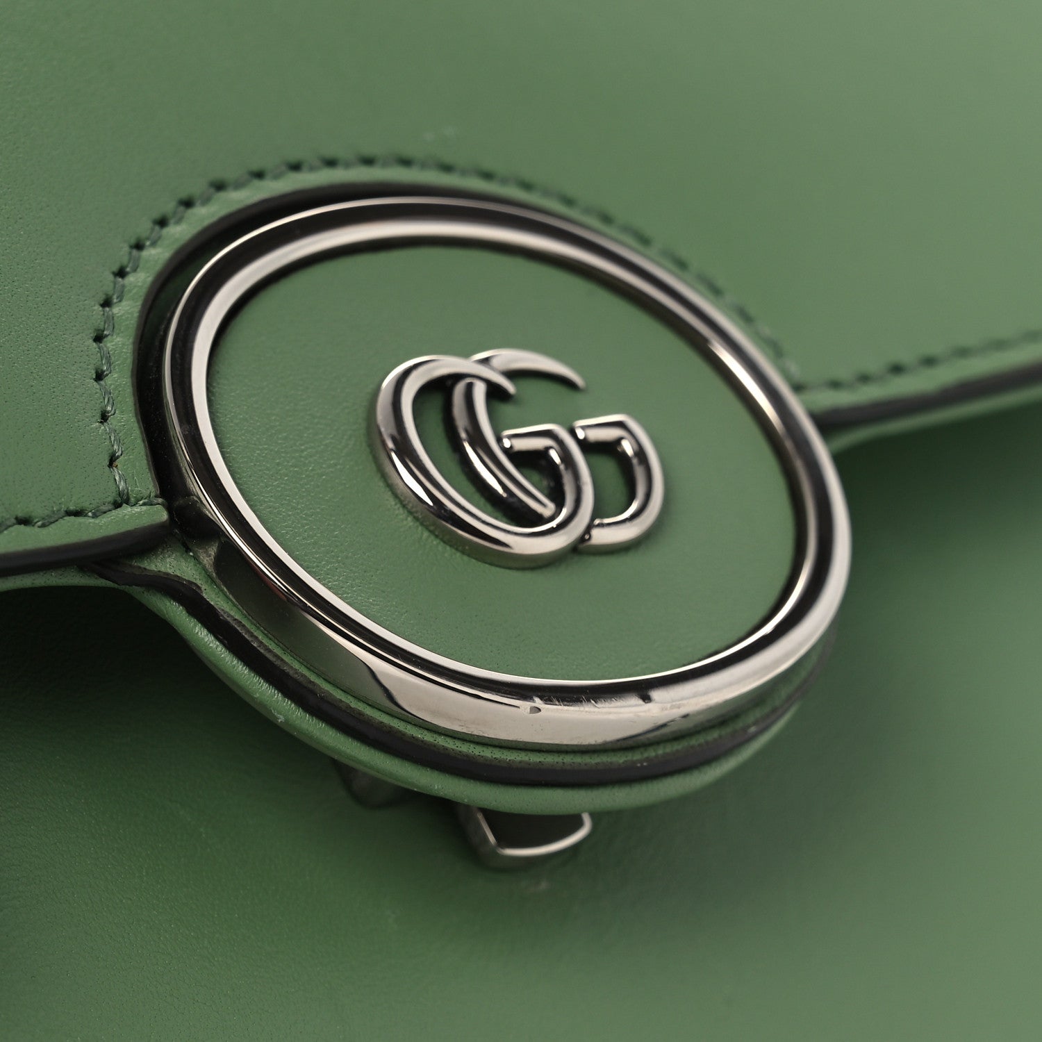 Gucci Senna Calfskin Petite GG Top Handle Shoulder Bag Green Soil